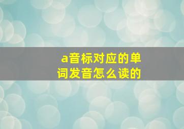 a音标对应的单词发音怎么读的