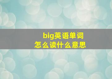 big英语单词怎么读什么意思