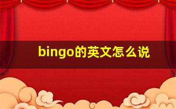 bingo的英文怎么说