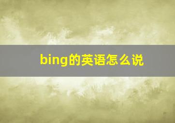 bing的英语怎么说