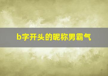 b字开头的昵称男霸气