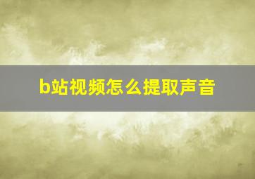 b站视频怎么提取声音