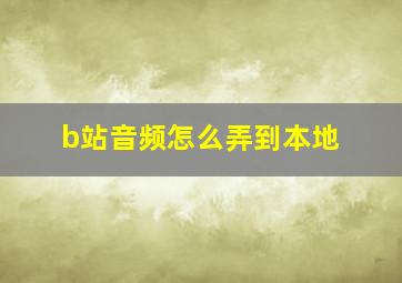 b站音频怎么弄到本地