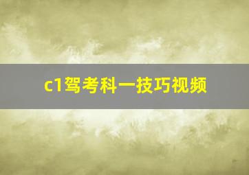 c1驾考科一技巧视频