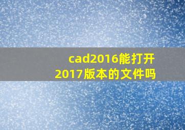 cad2016能打开2017版本的文件吗