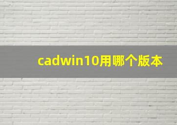 cadwin10用哪个版本