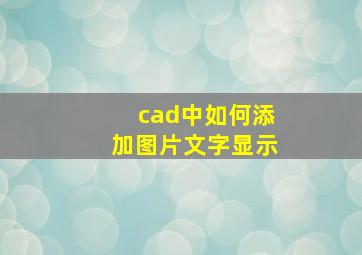 cad中如何添加图片文字显示