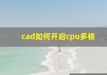 cad如何开启cpu多核