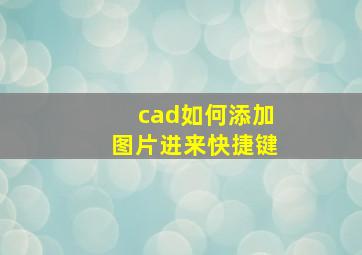 cad如何添加图片进来快捷键