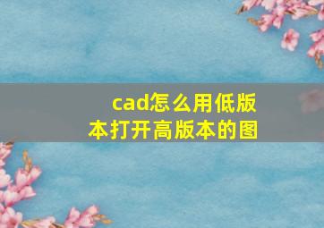 cad怎么用低版本打开高版本的图