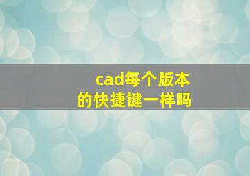 cad每个版本的快捷键一样吗