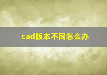 cad版本不同怎么办