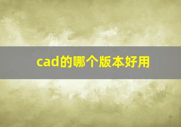 cad的哪个版本好用