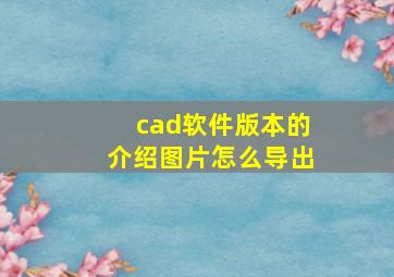 cad软件版本的介绍图片怎么导出