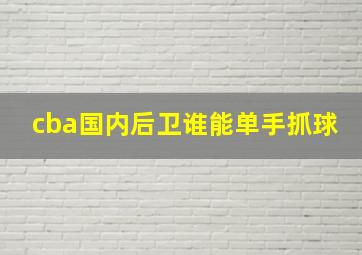 cba国内后卫谁能单手抓球