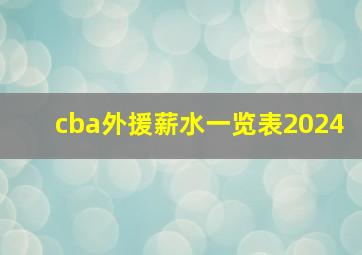 cba外援薪水一览表2024