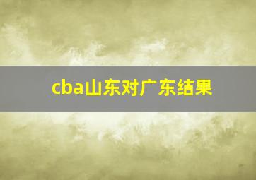 cba山东对广东结果