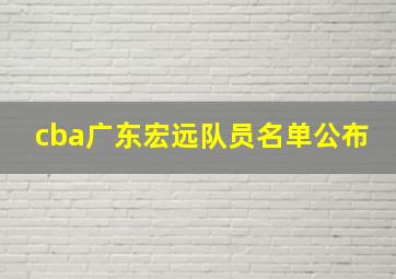 cba广东宏远队员名单公布