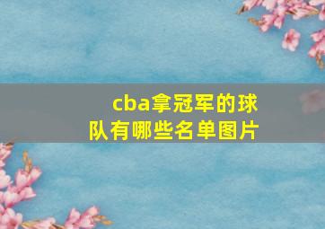 cba拿冠军的球队有哪些名单图片