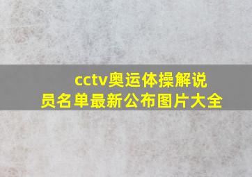 cctv奥运体操解说员名单最新公布图片大全