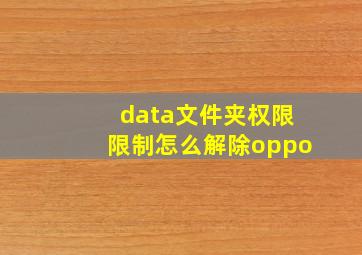 data文件夹权限限制怎么解除oppo