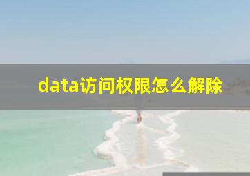 data访问权限怎么解除