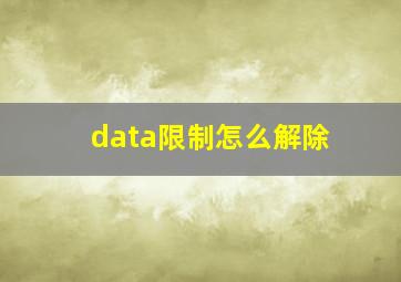 data限制怎么解除