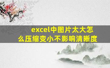 excel中图片太大怎么压缩变小不影响清晰度