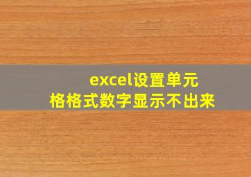 excel设置单元格格式数字显示不出来