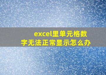 excel里单元格数字无法正常显示怎么办