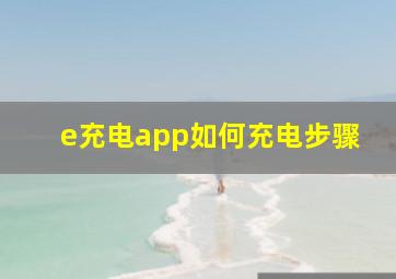 e充电app如何充电步骤