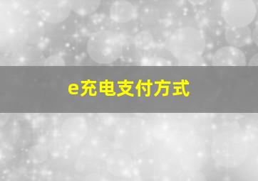 e充电支付方式