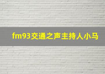 fm93交通之声主持人小马