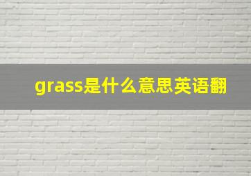 grass是什么意思英语翻