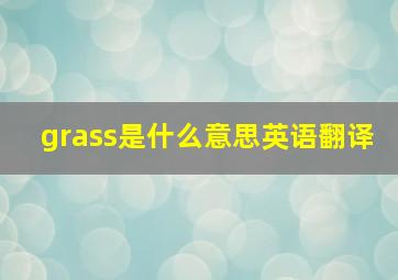 grass是什么意思英语翻译