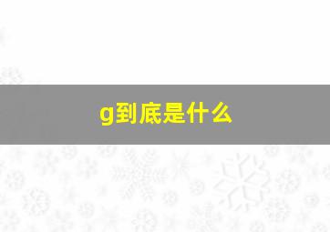 g到底是什么