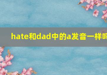 hate和dad中的a发音一样吗