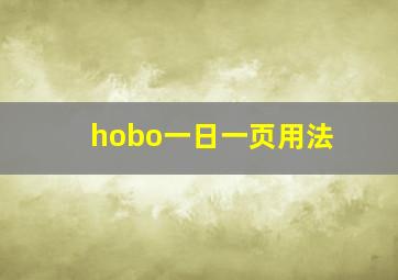 hobo一日一页用法