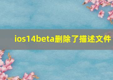 ios14beta删除了描述文件