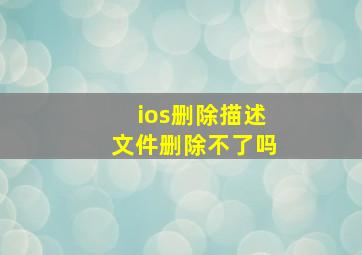 ios删除描述文件删除不了吗