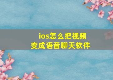 ios怎么把视频变成语音聊天软件