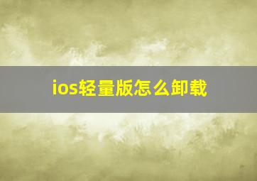 ios轻量版怎么卸载