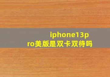 iphone13pro美版是双卡双待吗