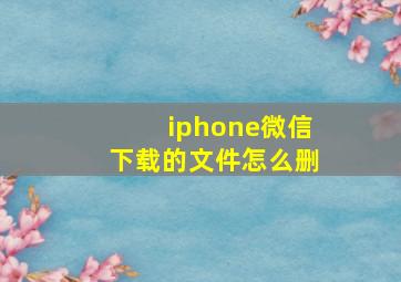 iphone微信下载的文件怎么删