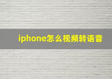 iphone怎么视频转语音