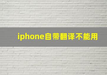 iphone自带翻译不能用