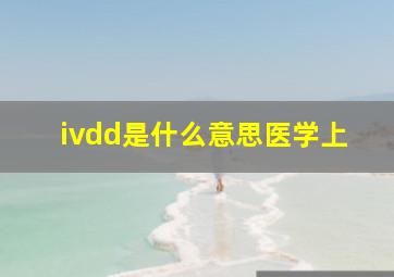 ivdd是什么意思医学上