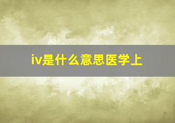 iv是什么意思医学上