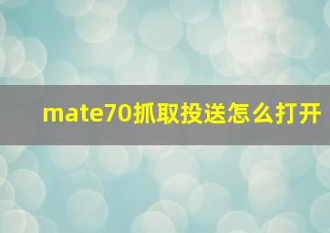 mate70抓取投送怎么打开