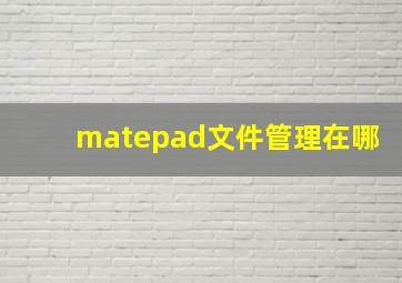 matepad文件管理在哪